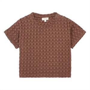NEW THE SIMPLE FOLK girl's bay embossed organic cotton top in woodland